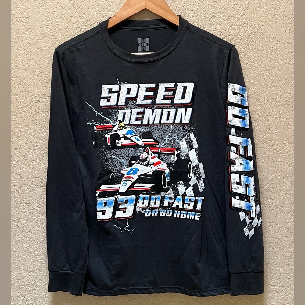 Legend Brand Boy Long Sleeve Speed Demon Racing Theme Shirt Size- XL (18/20)